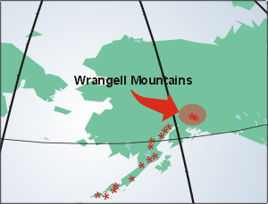 Map Showing Wrangell Mountain Volcanoes